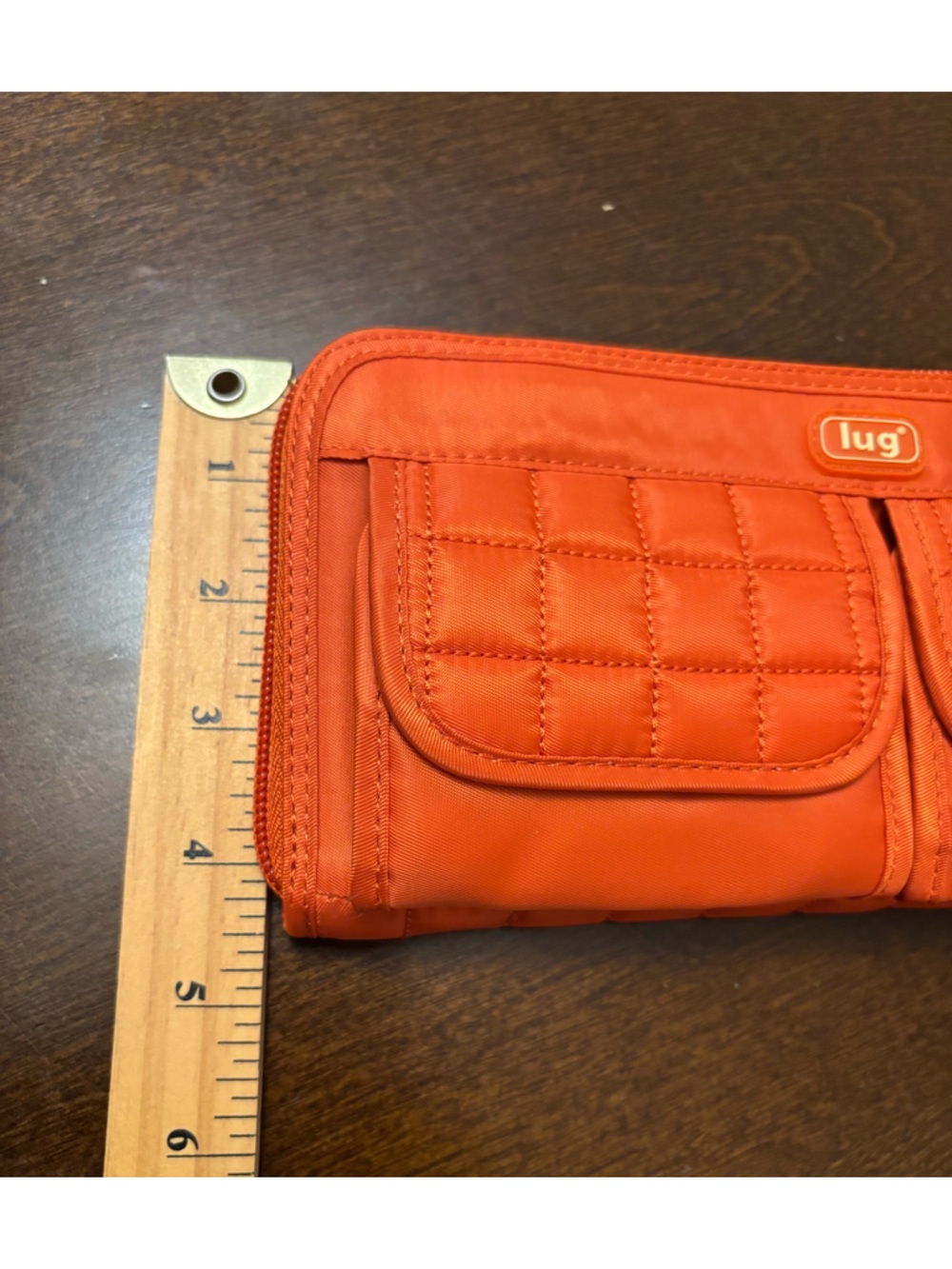 Lug Double Backflip Wallet Bright Orange/ Papaya Zipper Closure Snap Pockets NEW - Picture 7 of 9